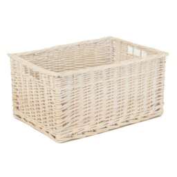 Rackhams Whitewash Unlined Wicker Storage Basket - Large - thumbnail 4