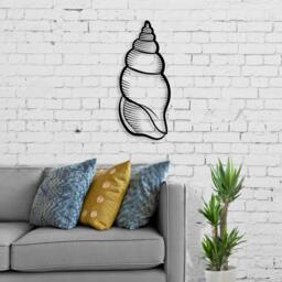 Rackhams Modern Metal Wall Art Shell Theme Home Ornament Decorative Minimalist Design Hanging Wall Sculpture, Black - Metal - Black - thumbnail 2