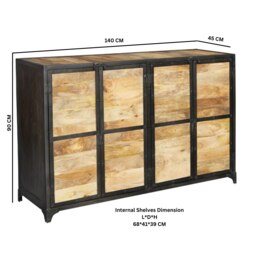 Rackhams Durin Vintage Up cycled Industrial Large Sideboard - Metal - 1 - thumbnail 5