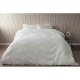 Rackhams Waffle Stripe Duvet Cover Set - Vanilla - Single - Vanilla - 100% Cotton - thumbnail 2