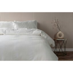 Rackhams Waffle Stripe Duvet Cover Set - Vanilla - Single - Vanilla - 100% Cotton - thumbnail 3