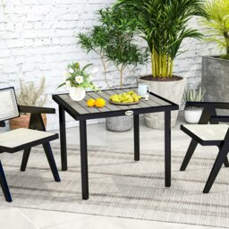 Rackhams Garden Table for 4 Person with 5.4cm Parasol Hole, Light Grey - thumbnail 3