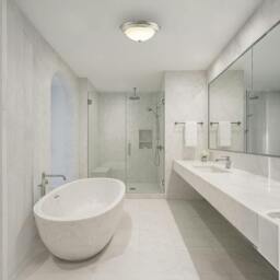 Rackhams Modern LED IP44 Flush Ceiling Light in Satin Nickel with Sensor - thumbnail 6