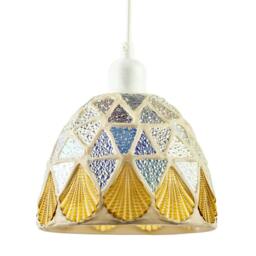 Rackhams Dome Shaped Pendant Ceiling Light Shade with Structured Mosaic Glass - thumbnail 1