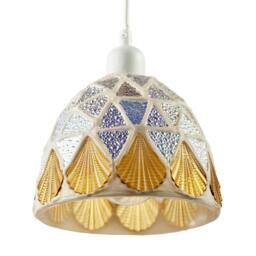 Rackhams Dome Shaped Pendant Ceiling Light Shade with Structured Mosaic Glass - thumbnail 4