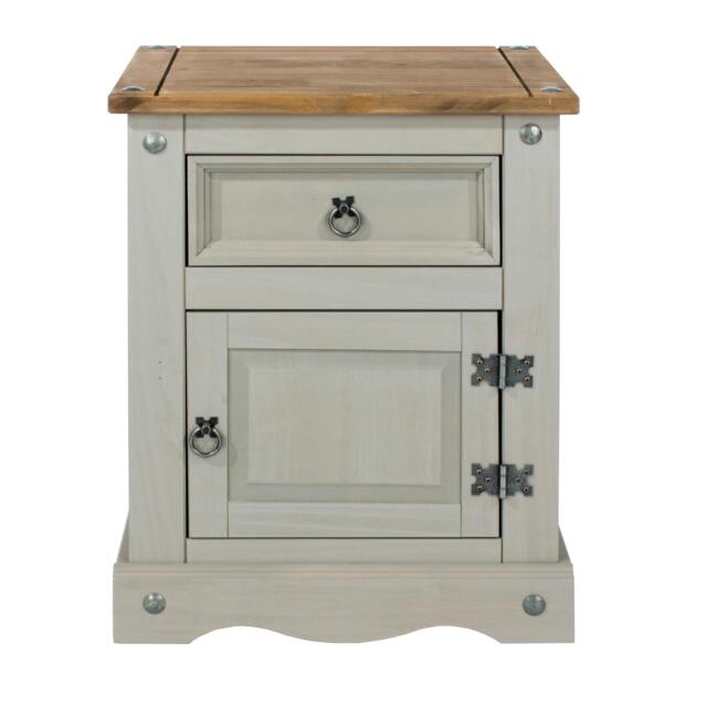 Rackhams Corona 1 Door & 1 Drawer Bedside Cabinet - grey wax - image 1