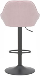 Rackhams Velluto Matt Black Velvet Kitchen Bar Stool, Height Adjustable Swivel Gas Lift, Padded Seat & Backrest, Matt Black Footrest, Pink - thumbnail 5