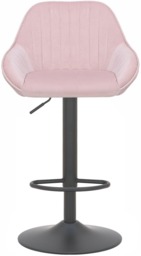 Rackhams Velluto Matt Black Velvet Kitchen Bar Stool, Height Adjustable Swivel Gas Lift, Padded Seat & Backrest, Matt Black Footrest, Pink - thumbnail 3