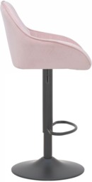 Rackhams Velluto Matt Black Velvet Kitchen Bar Stool, Height Adjustable Swivel Gas Lift, Padded Seat & Backrest, Matt Black Footrest, Pink - thumbnail 2