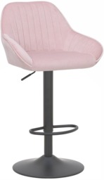 Rackhams Velluto Matt Black Velvet Kitchen Bar Stool, Height Adjustable Swivel Gas Lift, Padded Seat & Backrest, Matt Black Footrest, Pink - thumbnail 1