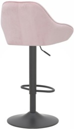 Rackhams Velluto Matt Black Velvet Kitchen Bar Stool, Height Adjustable Swivel Gas Lift, Padded Seat & Backrest, Matt Black Footrest, Pink - thumbnail 4