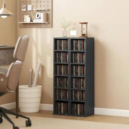 Rackhams Set of 2 CD Storage Units DVD Shelf with Adjustable Shelves - Rustic Brown - 2 - thumbnail 2