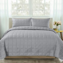 Rackhams Nolan Quilted Bedspread Set - Grey - Double - thumbnail 1
