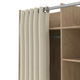 Rackhams Uppsala Open Mobile Wardrobe Unit in Jackson Hickory Oak with a Beige Textile Curtain on Wheels - Brown - Malemine - 1 - thumbnail 6