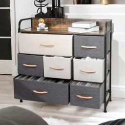 Rackhams 7 Fabric Drawer Bedroom Dresser Storage Organiser Rustic Brown - thumbnail 6
