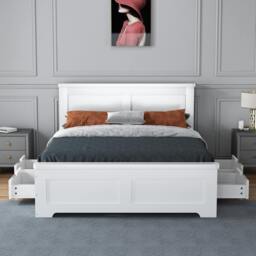 Rackhams Conway Four Drawer 4ft 6 Double White Storage Bed - 4ft 6 - Pine/MDF - White
