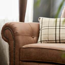 Rackhams Oakland Large 7 Seater Leather Corner Sofa Chesterfield Style - Tan - thumbnail 6