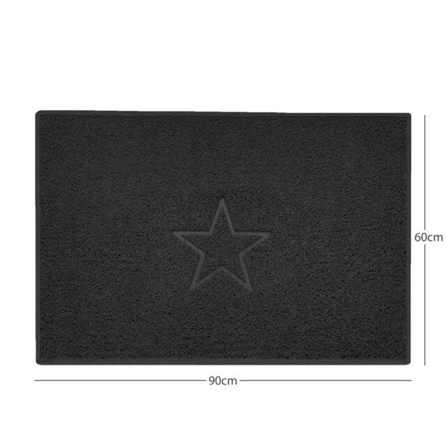 "Rackhams ""Star"" Embossed Loofah Textured Spaghetti Doormat - Black - 90cm x 60cm - Yes (Suitable for Indoors)" - image 1