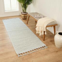 Rackhams Nora-Global Grey Ivory High Pile Fringe Rug - 80 x 220 cm - thumbnail 1