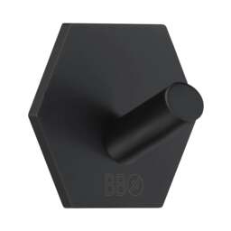 Rackhams Black Stainless Steel Single Towel Hook (45 x 52mm) Self Adhesive Bathroom Wall Mounted