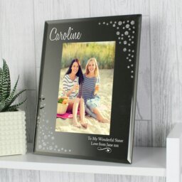 Rackhams Personalised Swirls & Hearts Diamante 6x4 Glass Photo Frame