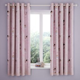 Rackhams Dancing Fairies Fully Reversible Lined Eyelet Curtains - 66x72 Inch - Pink - thumbnail 2