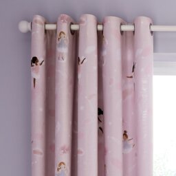 Rackhams Dancing Fairies Fully Reversible Lined Eyelet Curtains - 66x72 Inch - Pink