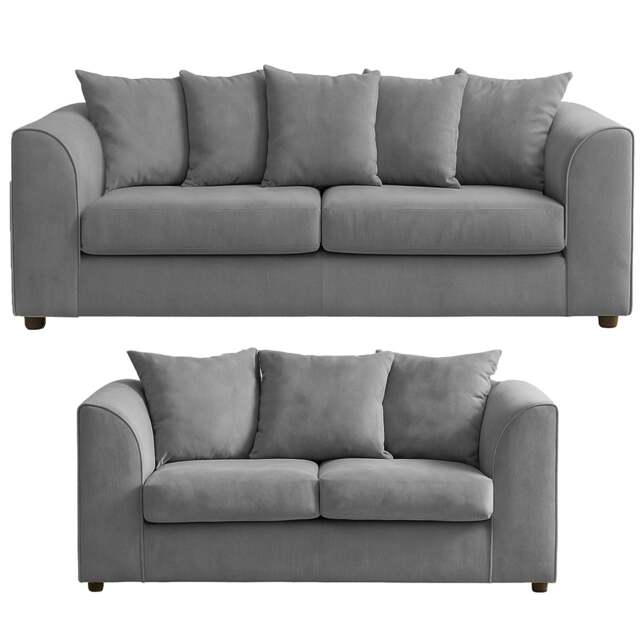 Rackhams Casper Chenille Fabric Sofa Set - Grey - image 1