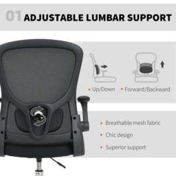 Rackhams Ergonomic Tall Office Chair, 360 Degree Swivel Task Stool, Black - Charcoal grey - thumbnail 5