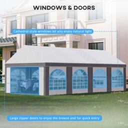 Rackhams 8 x 4m Party Tent, Marquee Gazebo with Sides, Windows and Double Doors - 797L x 397W x 310H cm - thumbnail 5