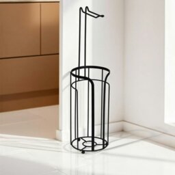 Rackhams Dante Black Toilet Roll Holder & Spare Paper Holder Combination