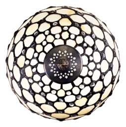 Rackhams Traditional White Tiffany Table Lamp with Multiple Transparent Beads - thumbnail 2
