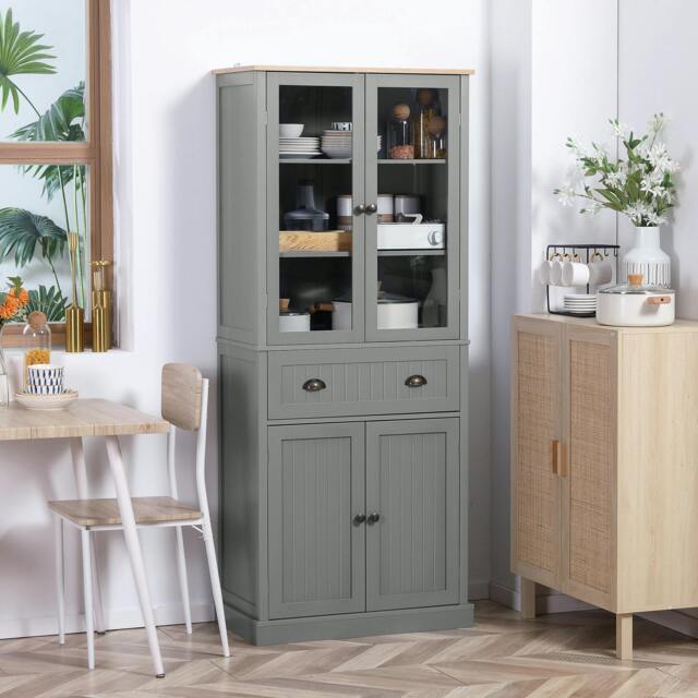 Rackhams Tall Kitchen Cupboard, 5-tier Storage Cabinet with Adjustable Shelves - image 1