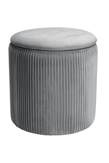 Rackhams Maegan Velvet Round Storage Footstool - Grey - image 1