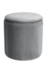 Rackhams Maegan Velvet Round Storage Footstool - Grey - thumbnail 1