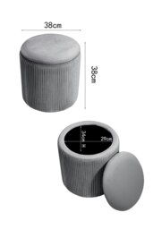 Rackhams Maegan Velvet Round Storage Footstool - Grey - thumbnail 6