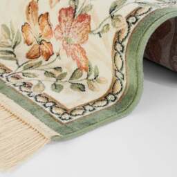 Rackhams Oriental Flowers Velvet With Fringes Green Rug - 135X195 cm - thumbnail 2