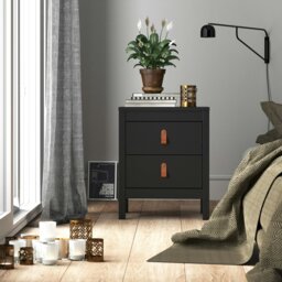Rackhams Barcelona Bedside Table 2 drawers in Matt Black - Black - Manufactured wood - 1 - thumbnail 6