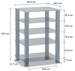 Rackhams TRINITY Gloss Black 5 Shelf with Walnut Legs Flat Screen TV Rack Glass Stand - 1 - Multi - AV Rack - thumbnail 6