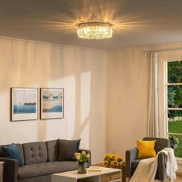 Rackhams Crystal Ceiling Light Modern Chandeliers Stainless Steel Pendant Lights with Crystal Decorations for Living Room Bedroom Dining Room Hall Silver - thumbnail 2