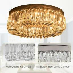 Rackhams Crystal Ceiling Light Modern Chandeliers Stainless Steel Pendant Lights with Crystal Decorations for Living Room Bedroom Dining Room Hall Silver - thumbnail 5