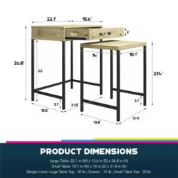 Rackhams Tamlin Nesting End Table Linseed Oak - Cream - thumbnail 5