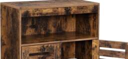 Rackhams 4-Tier Rustic Bathroom Cabinet with Louver Doors – Adjustable Shelf, 60 x 30 x 80 cm - thumbnail 6