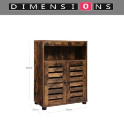 Rackhams 4-Tier Rustic Bathroom Cabinet with Louver Doors – Adjustable Shelf, 60 x 30 x 80 cm - thumbnail 4