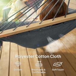 Rackhams Cotton Hammock, Soft Portable Swing Chair w/ Headrest - 270 x 80 cm - Hammock - 1 - thumbnail 4