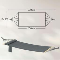 Rackhams Cotton Hammock, Soft Portable Swing Chair w/ Headrest - 270 x 80 cm - Hammock - 1 - thumbnail 3