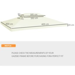 Rackhams 3x4m Gazebo Replacement Roof Canopy 2 Tier Top UV Cover Patio Cream - 297cm x 297cm x 250cm - Metal, Polyester Fabric - Grey - thumbnail 6