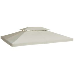 Rackhams 3x4m Gazebo Replacement Roof Canopy 2 Tier Top UV Cover Patio Cream - 297cm x 297cm x 250cm - Metal, Polyester Fabric - Grey - thumbnail 2