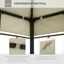 Rackhams 3x4m Gazebo Replacement Roof Canopy 2 Tier Top UV Cover Patio Cream - 297cm x 297cm x 250cm - Metal, Polyester Fabric - Grey - thumbnail 5