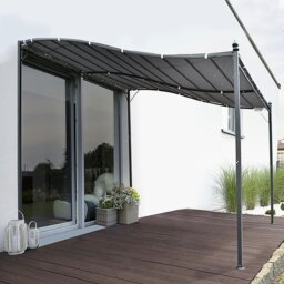 Rackhams 3x4m Gazebo Replacement Roof Canopy 2 Tier Top UV Cover Patio Cream - 297cm x 297cm x 250cm - Metal, Polyester Fabric - Grey